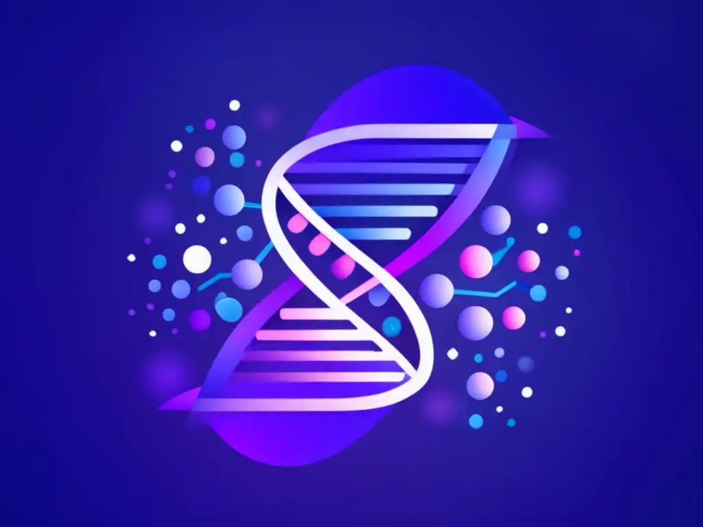 Ilustración abstracta de enfermedades hereditarias y CRISPR, simbolizando avance científico y beneficios en 110 caracteres