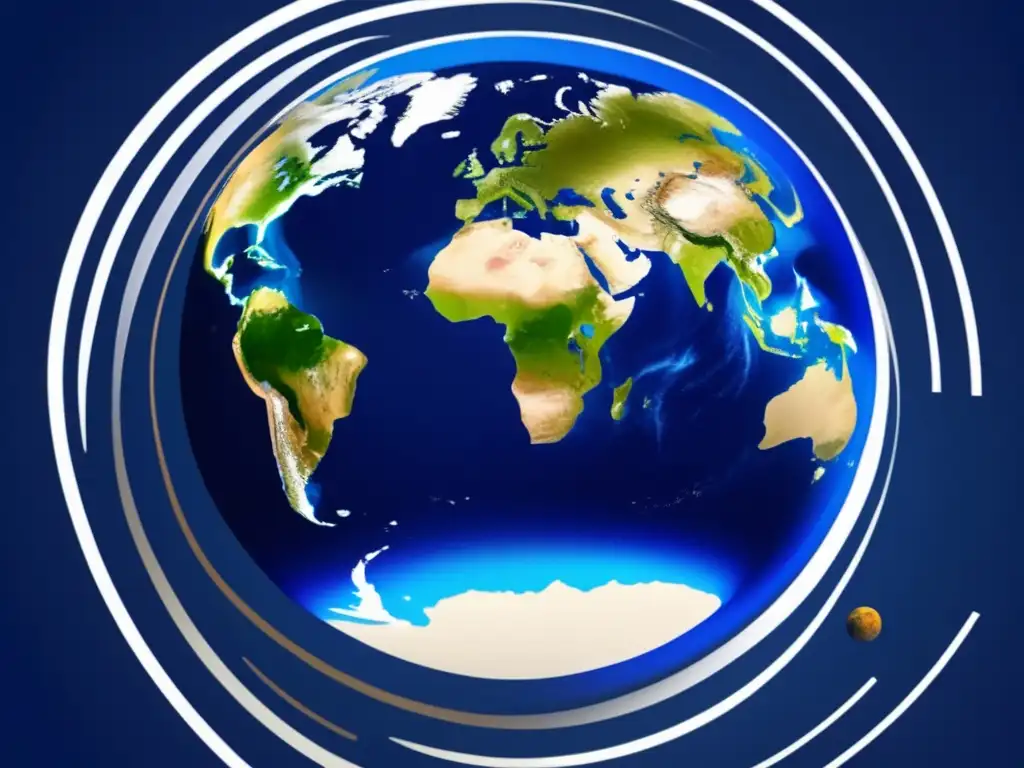 Representación científica del sistema climático de la Tierra, con interacciones complejas entre gases atmosféricos y energías renovables