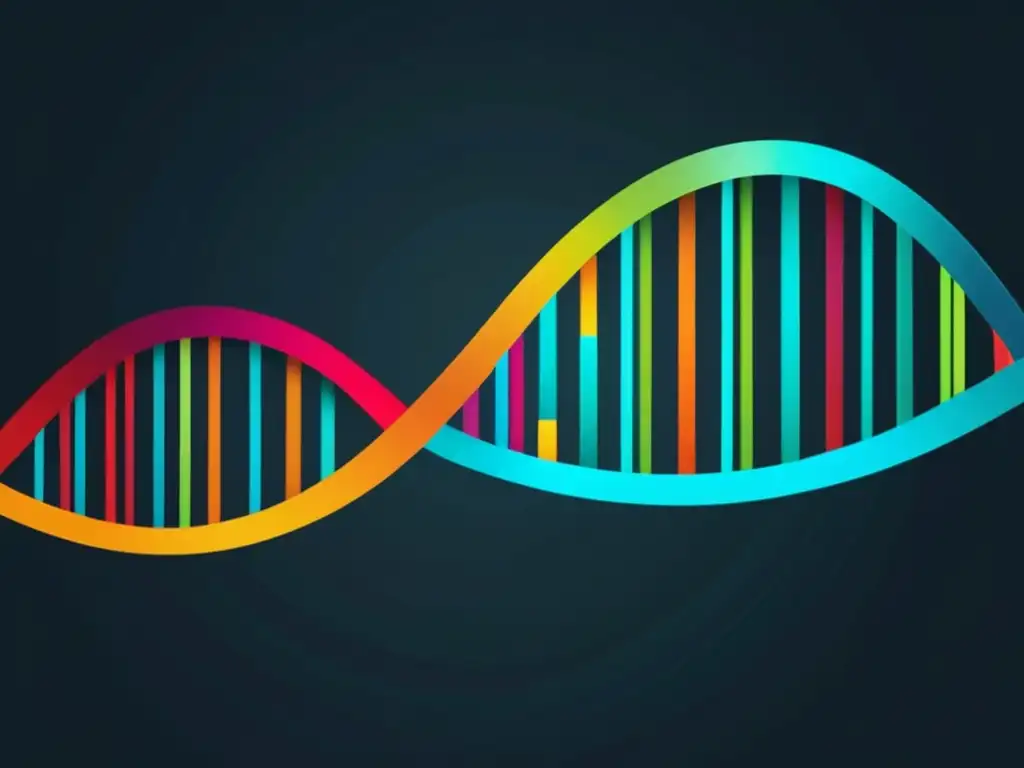 ADN entrelazado y vibrante, representando la diversidad genética en aplicaciones médicas