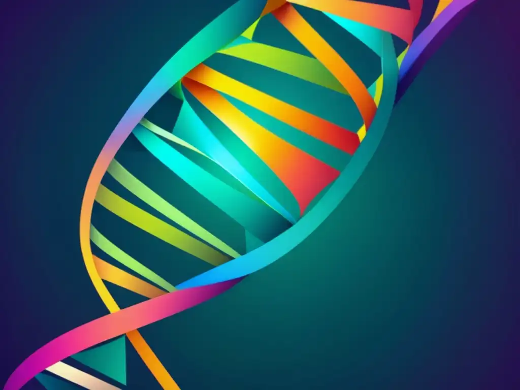 Beneficios de la Biomedicina en enfermedades raras: Helix de ADN colorido y abstracto que simboliza la complejidad de la investigación genética