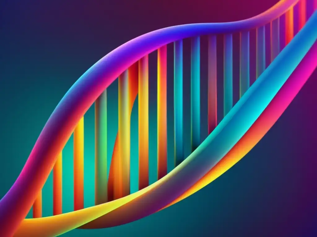 Terapia génica para enfermedades incurables: estructura de ADN en colores neón, detallada y minimalista