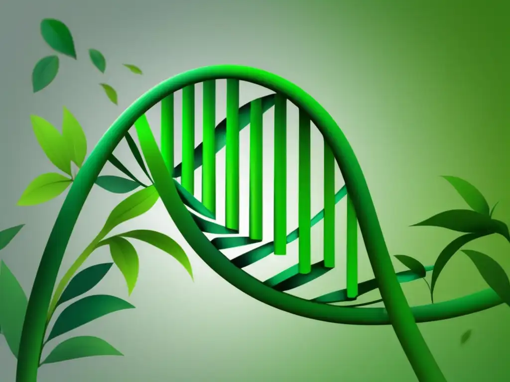 Farmacogenómica en enfermedades tropicales, imagen abstracta minimalista del ADN entrelazado con plantas tropicales y follaje