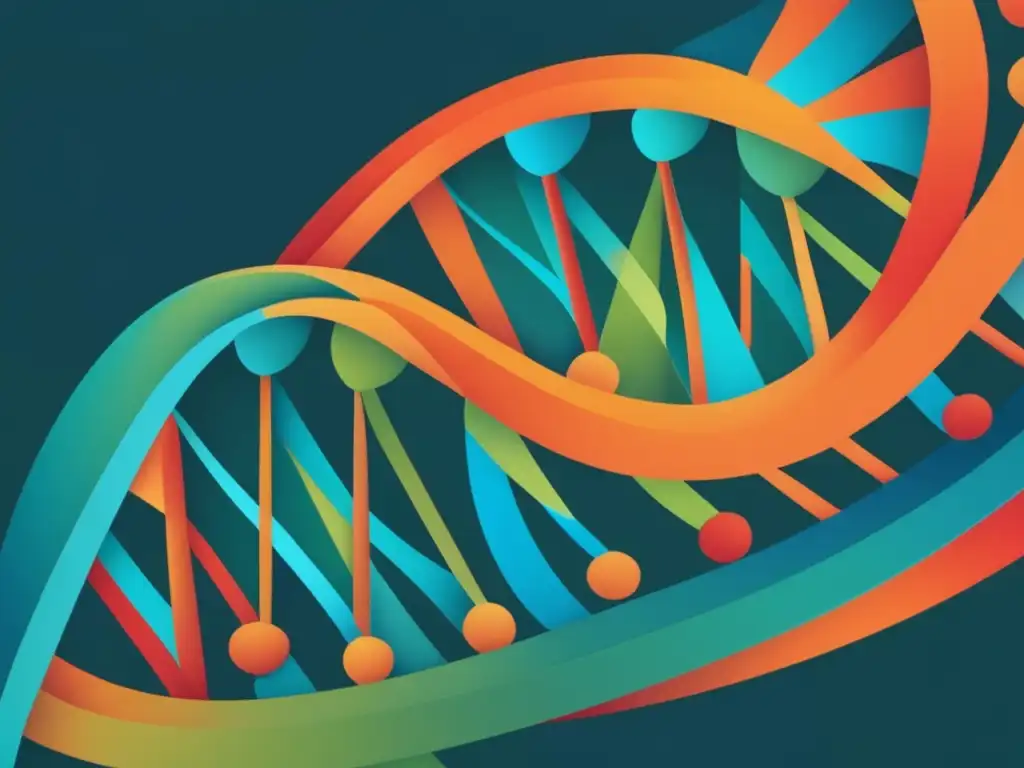 Importancia Transcriptómica Genético: ADN de doble hélice con colores vibrantes, patrones abstractos y variaciones genéticas