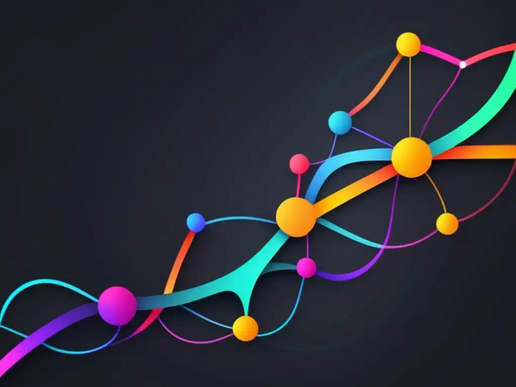 Herramientas para análisis genético: red abstracta y vibrante que simboliza la complejidad y potencia de los datos genéticos