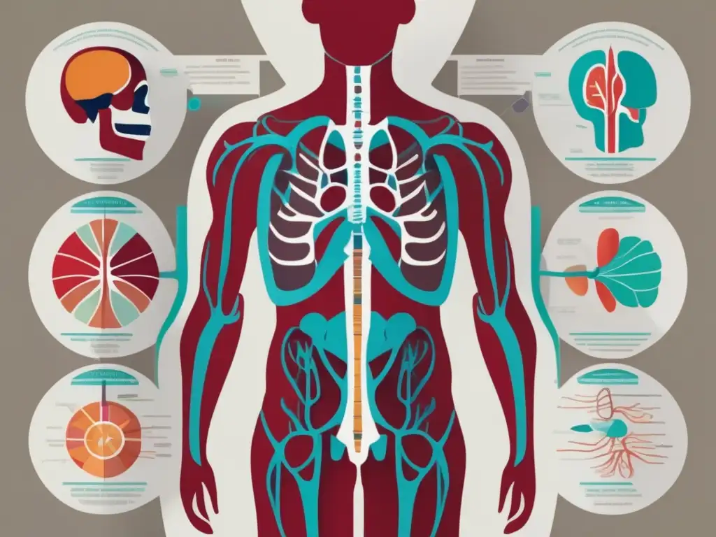 Importancia de la anatomía humana: representación abstracta y detallada del cuerpo humano destacando órganos, huesos y músculos