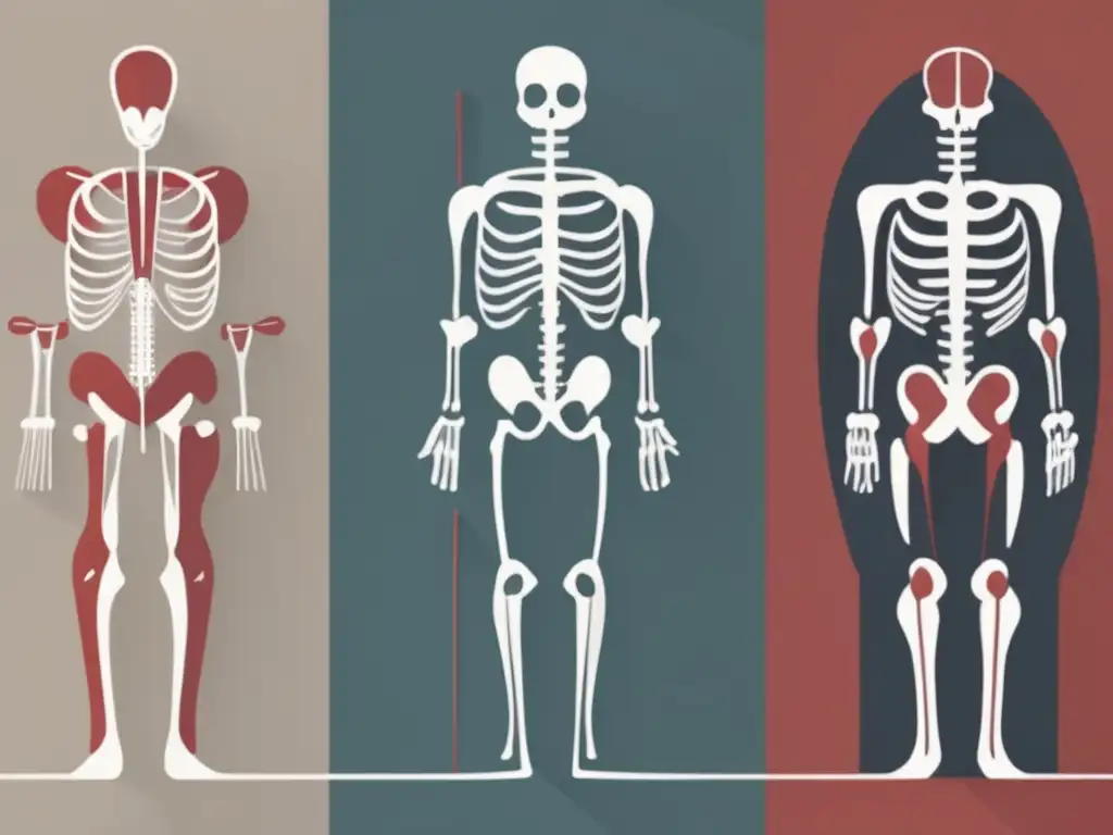 Anatomía humana: Explorando nuestro cuerpo - Representación minimalista y abstracta del sistema esquelético, muscular y cardiovascular