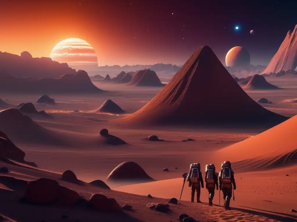 Importancia de la astrobiología en la vida: Paisaje alienígena 8k, exoplaneta, equipo de astrobiólogos, belleza enigmática, universo