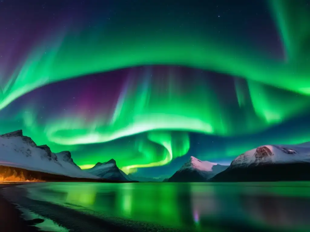 Aurora boreal y austral: fenómeno natural en una imagen 8k impresionante con cielo estrellado y colores vibrantes