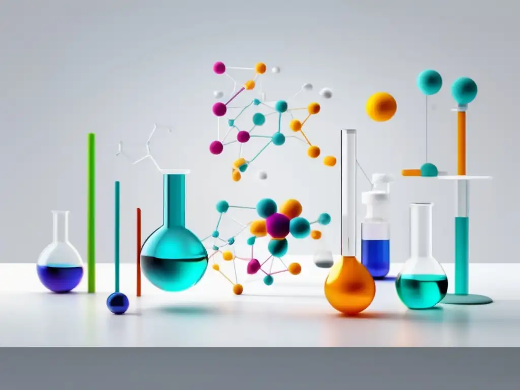 Herramientas de biomedicina para enfermedades infecciosas en un laboratorio futurista con formas geométricas interconectadas y colores vibrantes