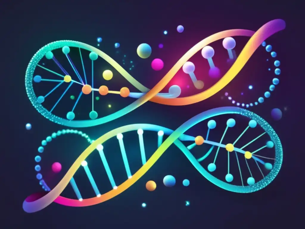 Avances sorprendentes Biología Sintética: representación abstracta con ADN brillante, nanobots y tecnología