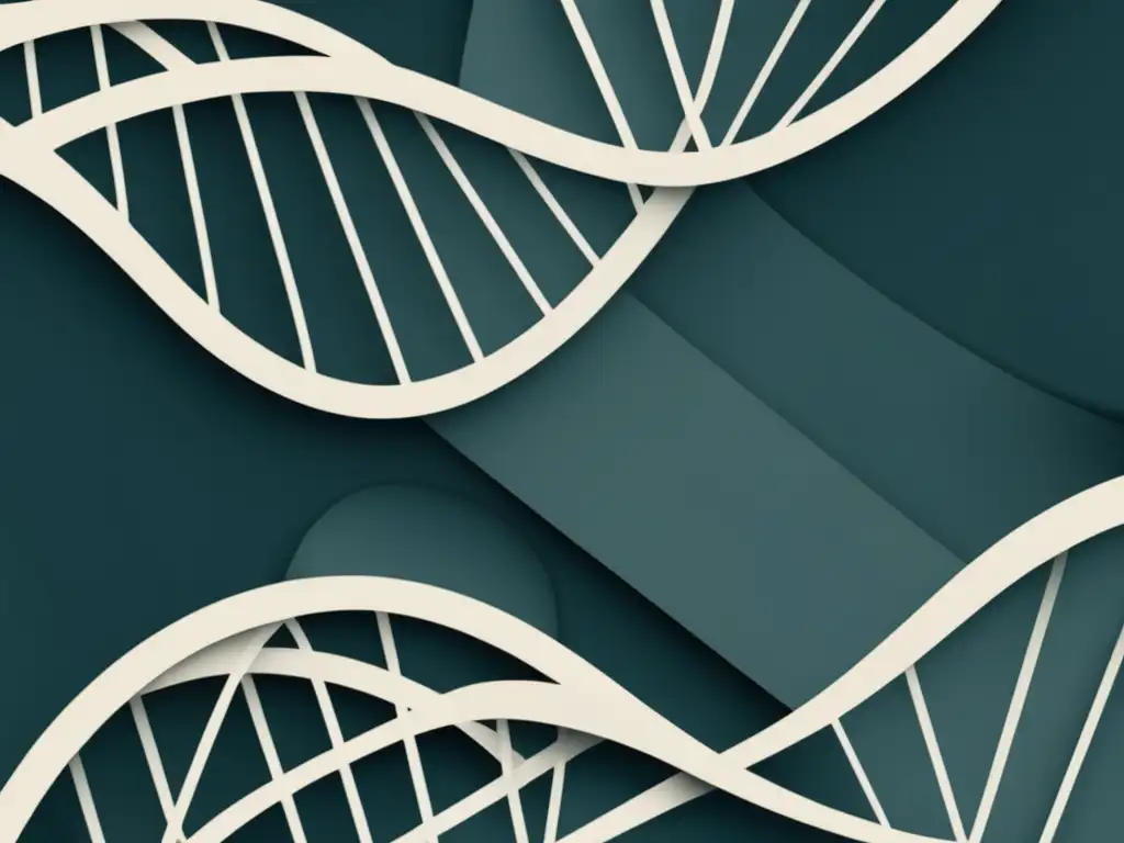 Descubrimientos científicos en física biológica: imagen minimalista y abstracta de ADN y formas geométricas