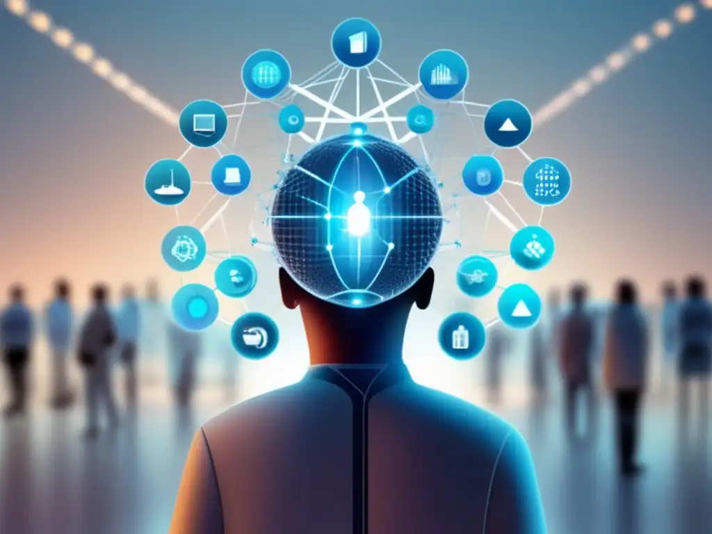 Innovaciones en biomedicina para salud: imagen 8k de figura humana tridimensional, simbolizando integración de tecnología y medicina