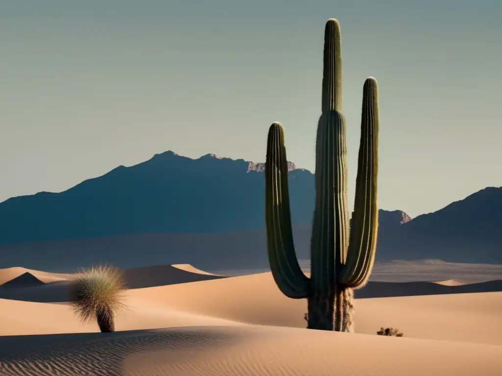 Vida en los desiertos: secretos y diversidad con cactus solitario en paisaje vasto