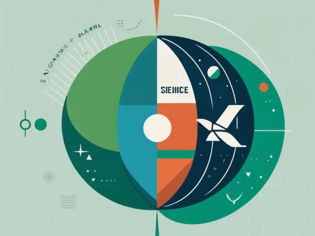 Representación abstracta de un globo dividido en ciencia y política, destacando la importancia de la ciencia en la política