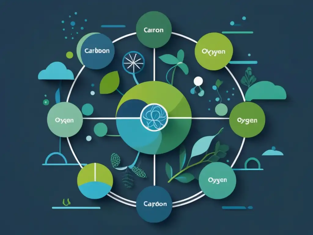 Ciclo del carbono en los océanos: representación abstracta de la importancia y conexión ecológica (110 caracteres)