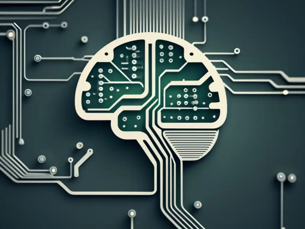 Neurociencia computacional en educación: imagen detallada de un chip abstracto que representa un cerebro con circuitos intrincados