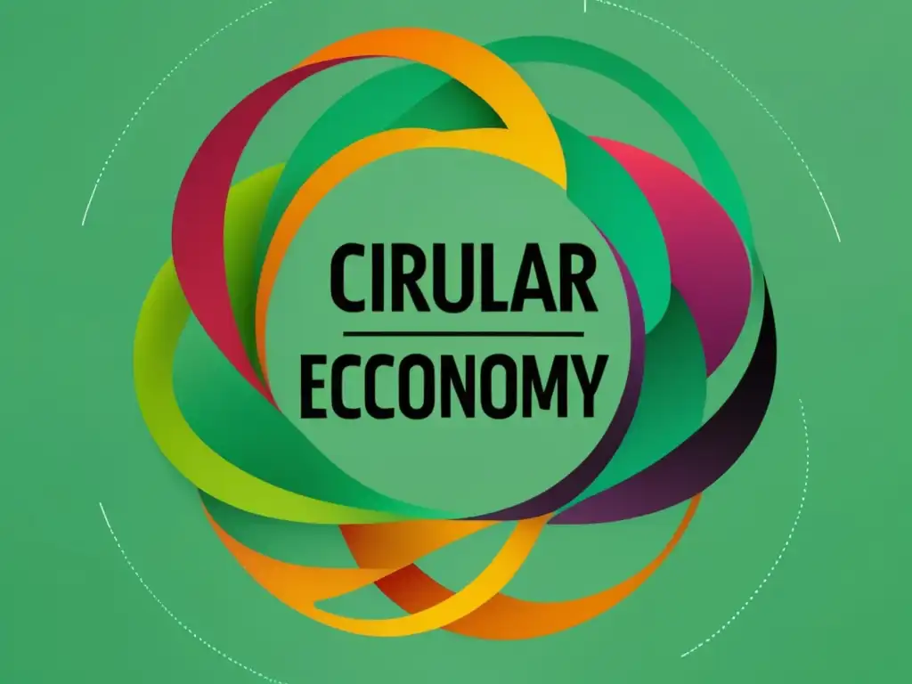 Imagen: Economía Circular y Sostenibilidad, concepto abstracto y minimalista de procesos interconectados en colores vibrantes