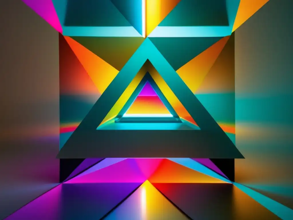 Geometría y colores vibrantes en una imagen abstracta que representa la óptica moderna y las reflexiones