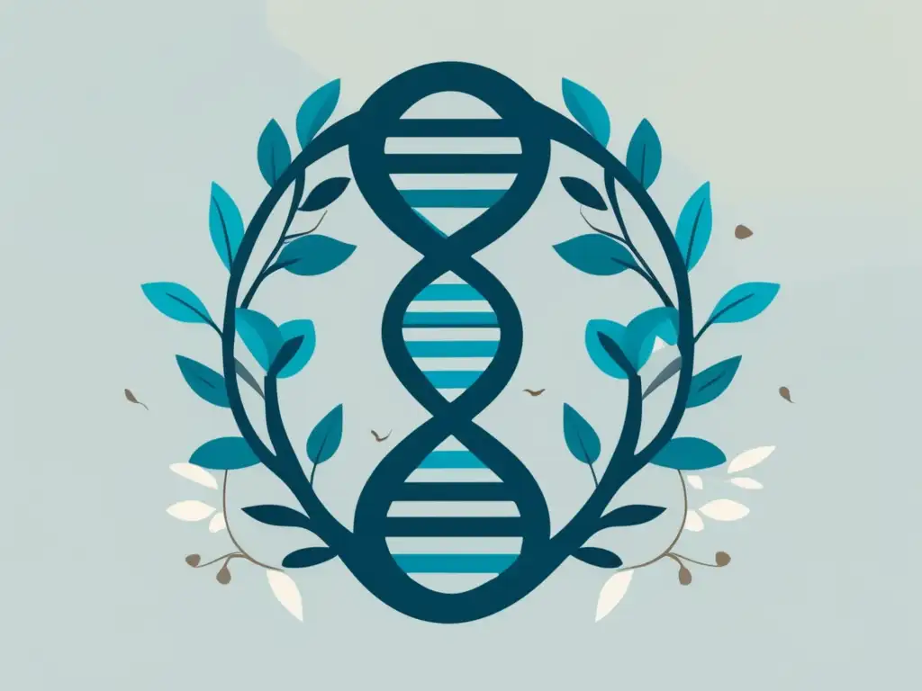 ADN y ecosistema entrelazados Imagen abstracta: ADN y ecosistema, simbolizando la conexión entre ingeniería genética y conservación de especies