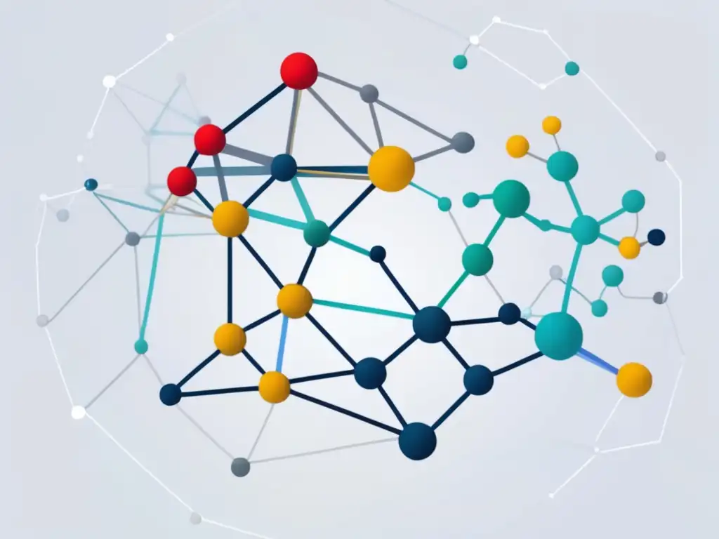 Importancia de la Bioinformática en genómica: Red compleja de nodos y líneas que representan las conexiones y estudios en genómica