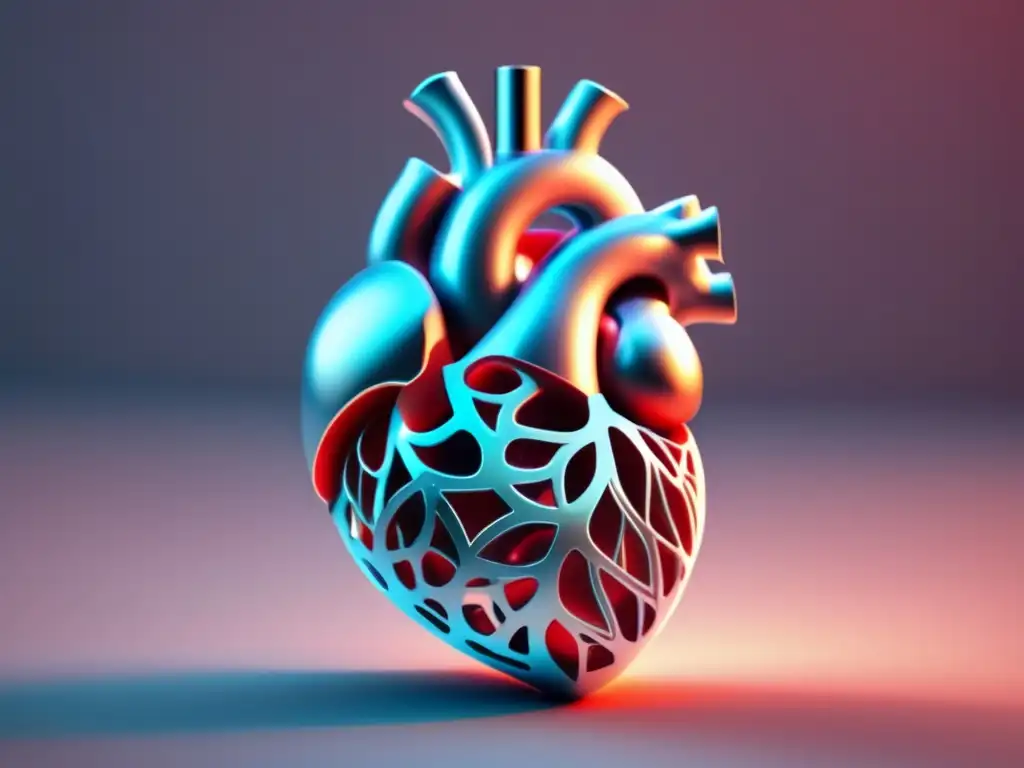 Desafío ético impresión 3D órganos, corazón humano 3D impreso con detalles delicados y tecnología avanzada