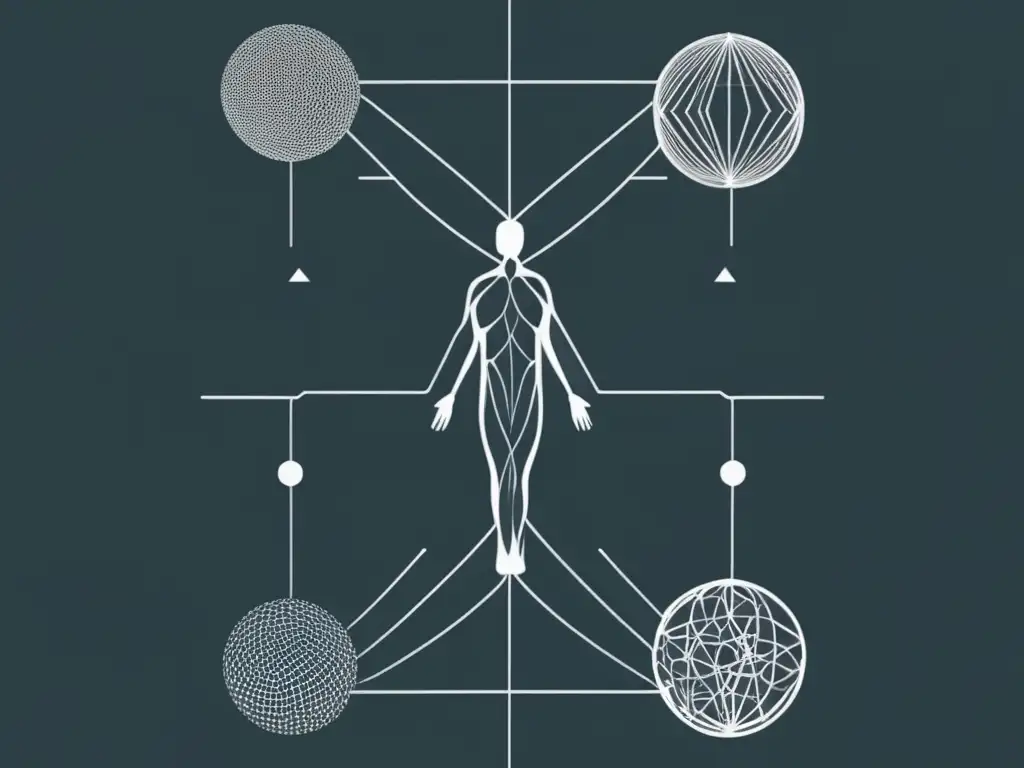 Importancia del estudio anatómico completo: imagen abstracta del cuerpo humano, líneas y formas que representan la complejidad y conexión anatómica