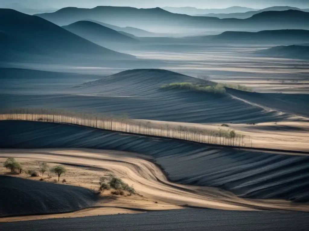 Consecuencias de la deforestación en la ecología terrestre: imagen 8k con paisaje devastado y simbolismo abstracto