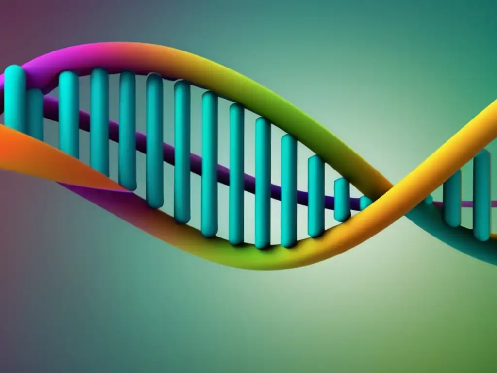 Ética de la manipulación genética: imagen abstracta de una doble hélice de ADN, con formas geométricas, colores vibrantes y detalle
