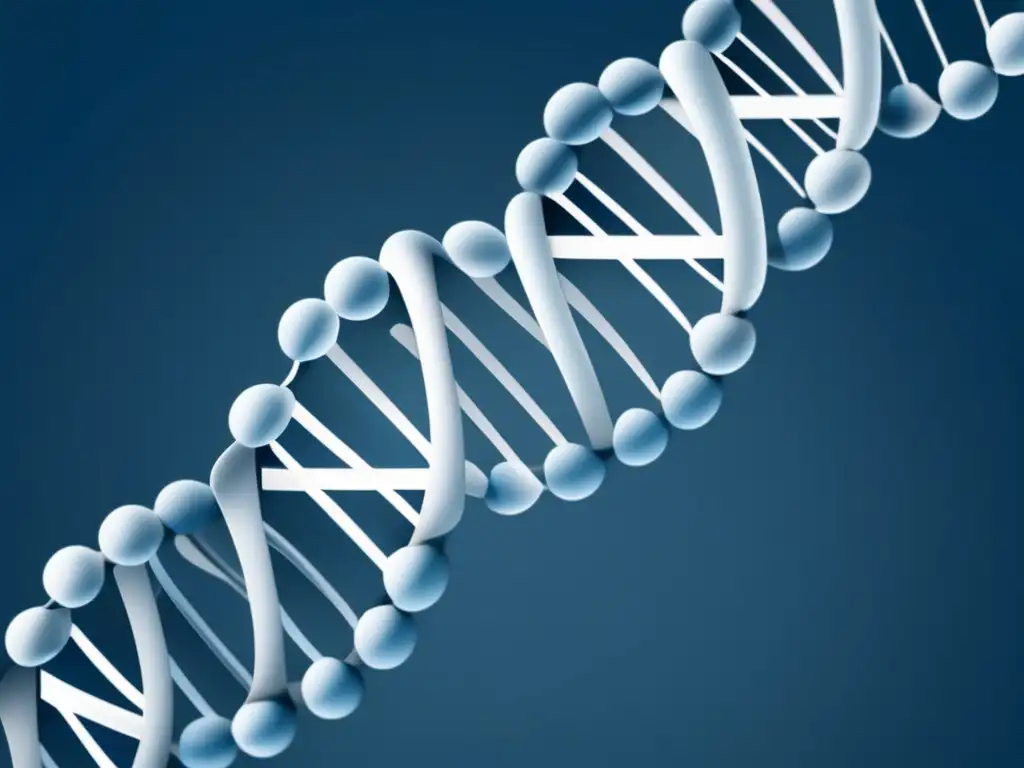 Beneficios y riesgos de la edición genética: Imagen abstracta y minimalista de una doble hélice de ADN en tonos azules y blancos