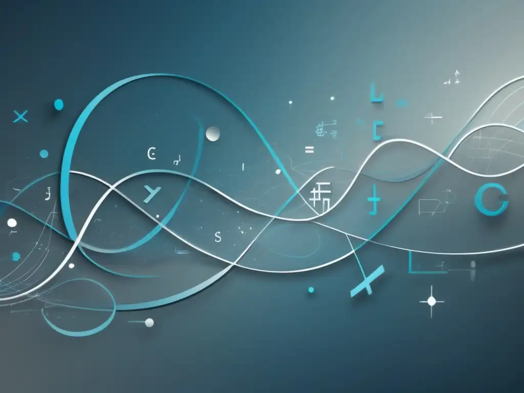 Beneficios del cálculo integral en educación: imagen abstracta con ecuaciones y símbolos interconectados, en tonos azules y grises