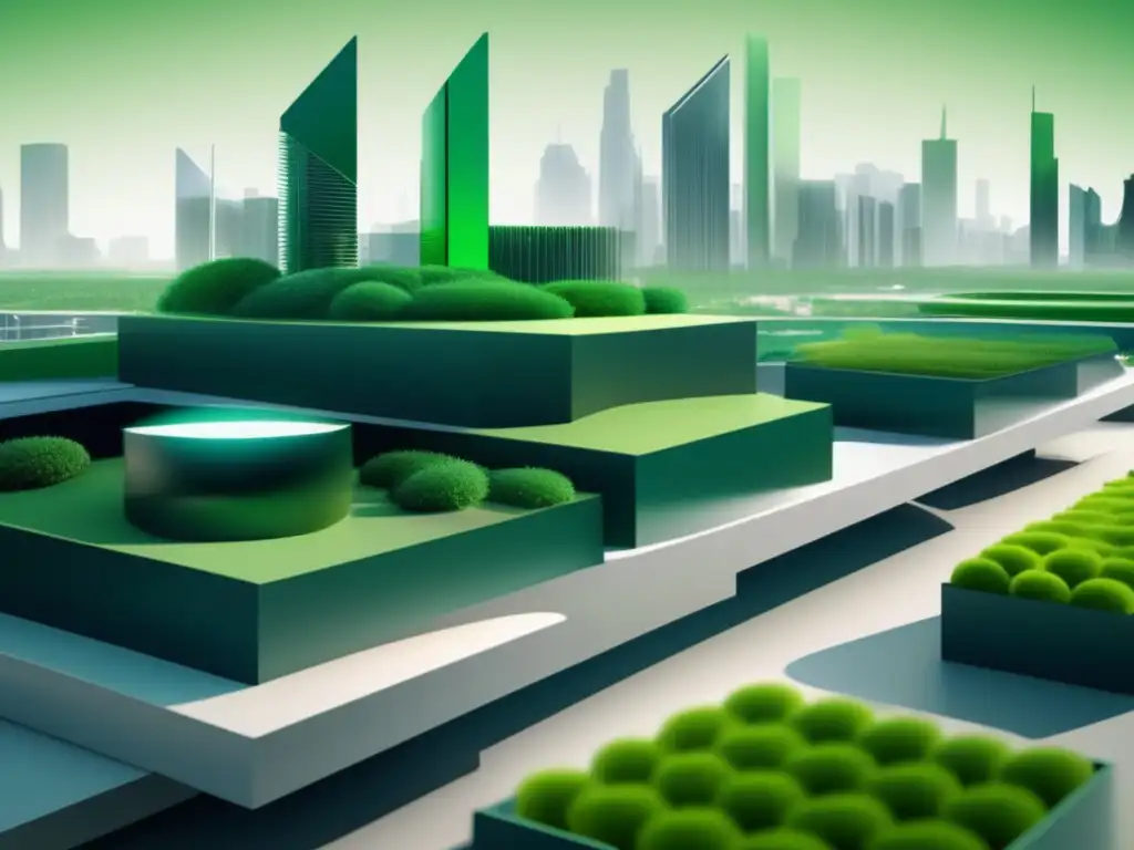 Ciudad futurista con materiales avanzados Ciudad futurista de materiales avanzados para desafíos ambientales