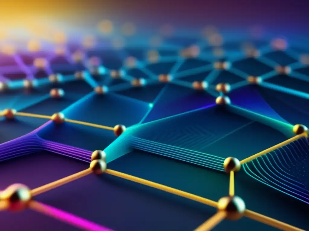 Nanoelectrónica para almacenamiento de datos, representación abstracta y detallada en 8k de circuitos y nodos metálicos interconectados