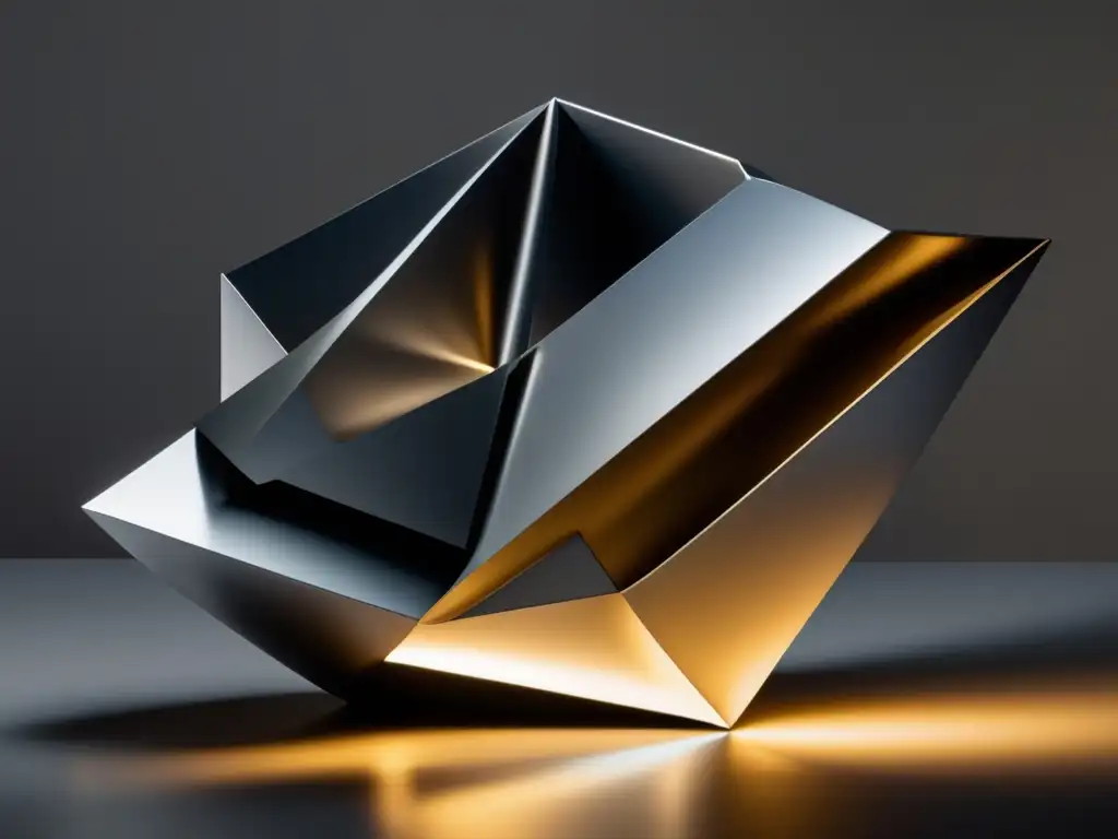 Escultura metálica minimalista y abstracta Escultura metálica elegante e inspirada en materiales avanzados
