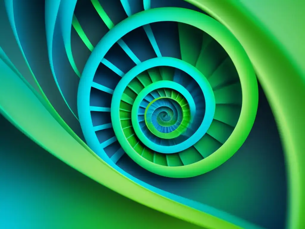 Imágen abstracta: Espiral genética en tonos azules y verdes, detallada y equilibrada