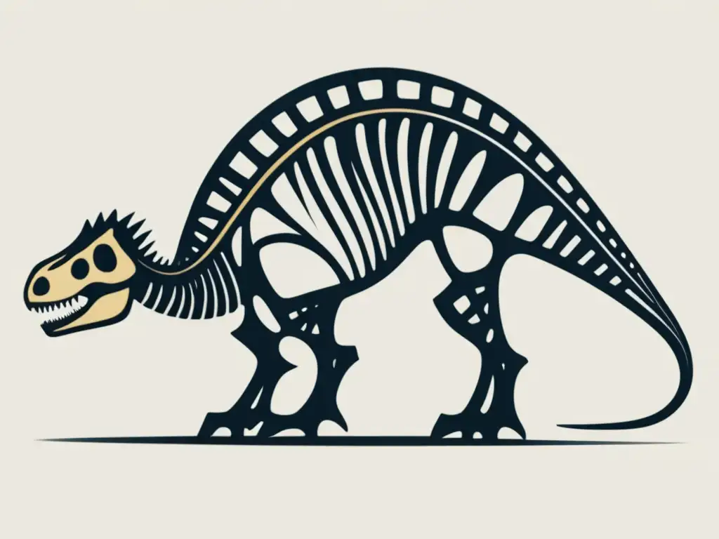 Paleontología de los dinosaurios: secretos revelados - Estructura esquelética de un dinosaurio en estilo minimalista