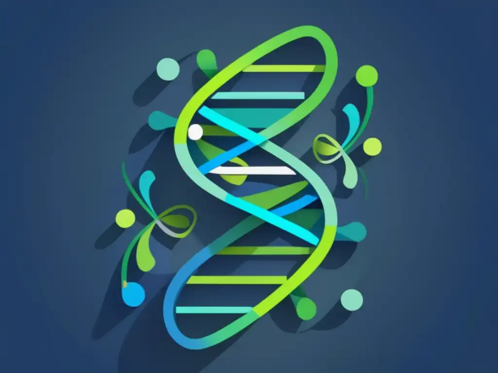 Representación abstracta del ADN con descubrimientos científicos en física biológica