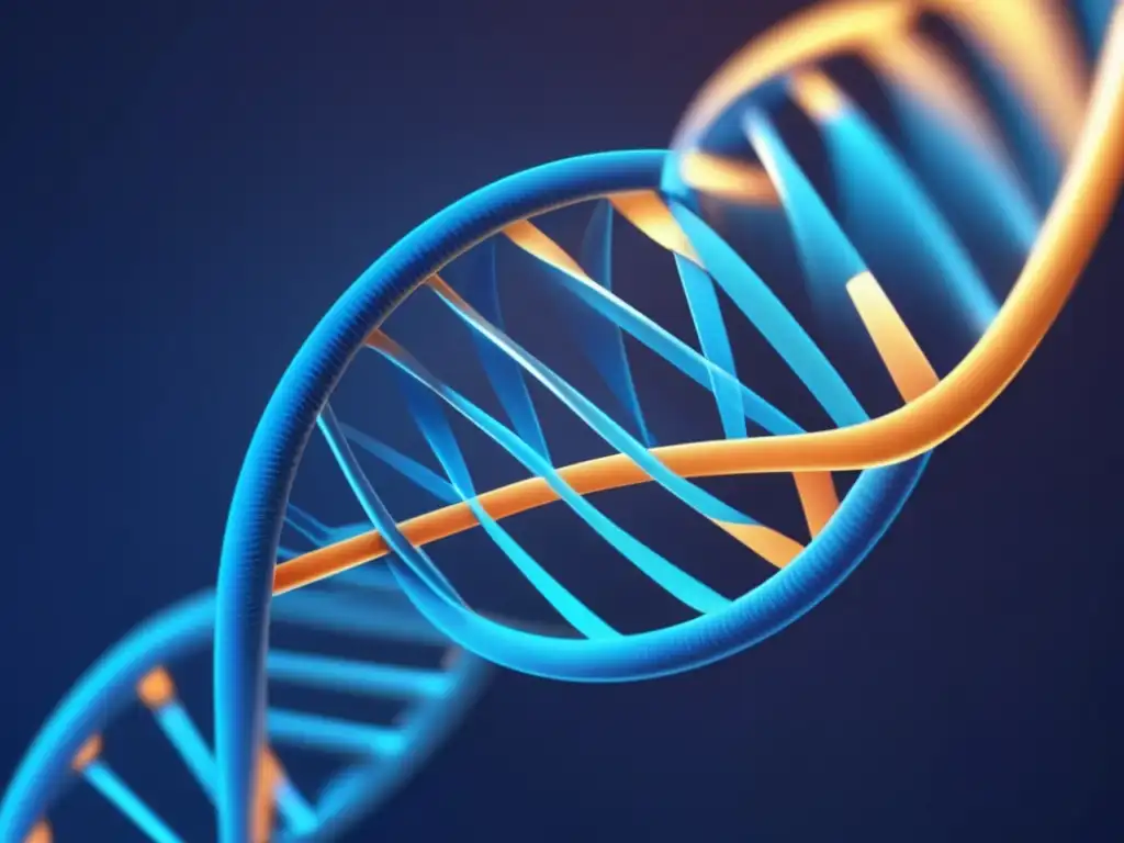 Representación abstracta de estructura de ADN con potencialidades y riesgos de CRISPR