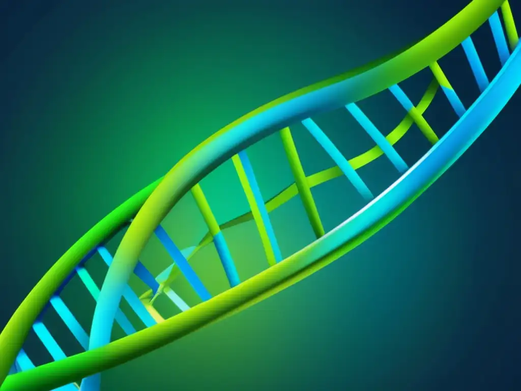 Estructura compleja de ADN, mostrando la doble hélice y colores vibrantes