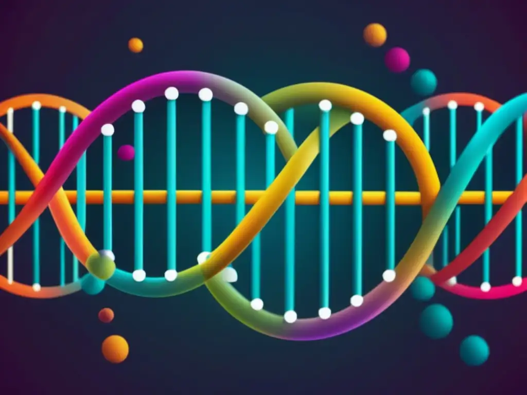 Estructura de ADN con colores vibrantes, resaltando la importancia de la Biofísica en ingeniería genética