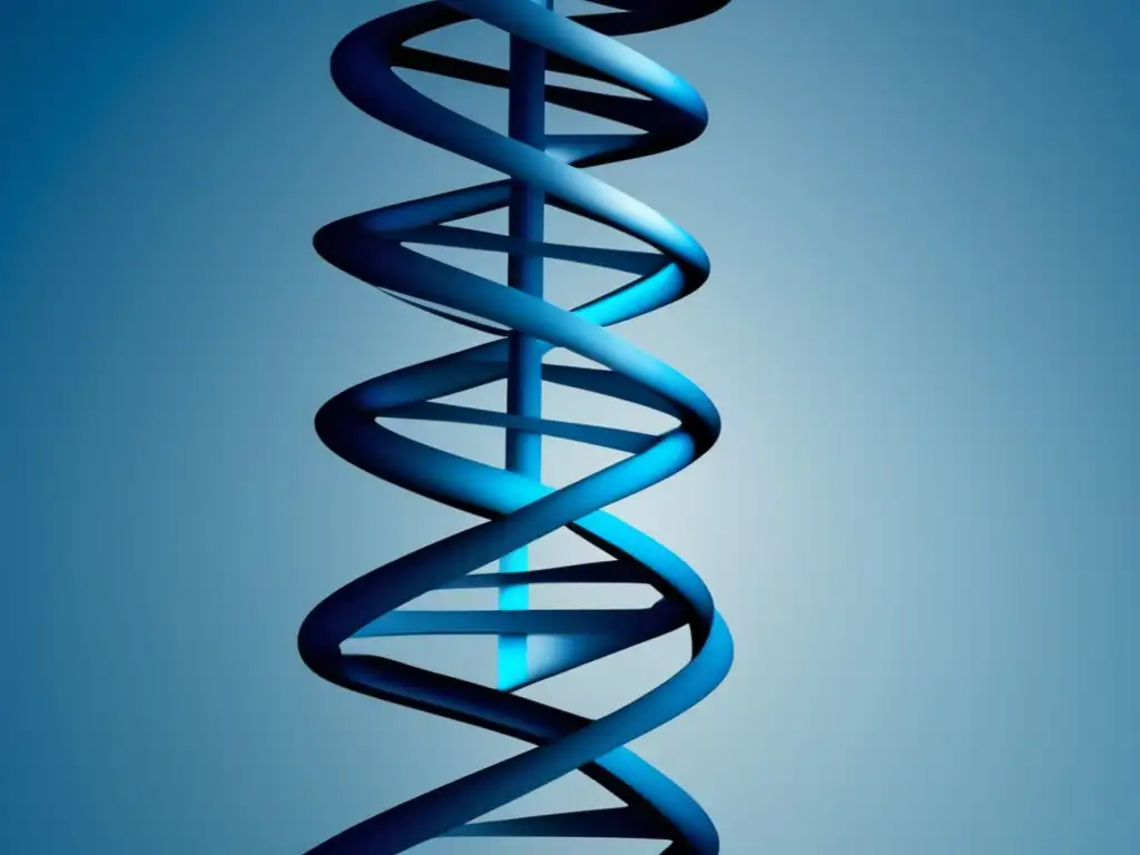 Descubrimiento de la estructura del ADN: Imagen minimalista y abstracta que representa la famosa estructura de doble hélice del ADN