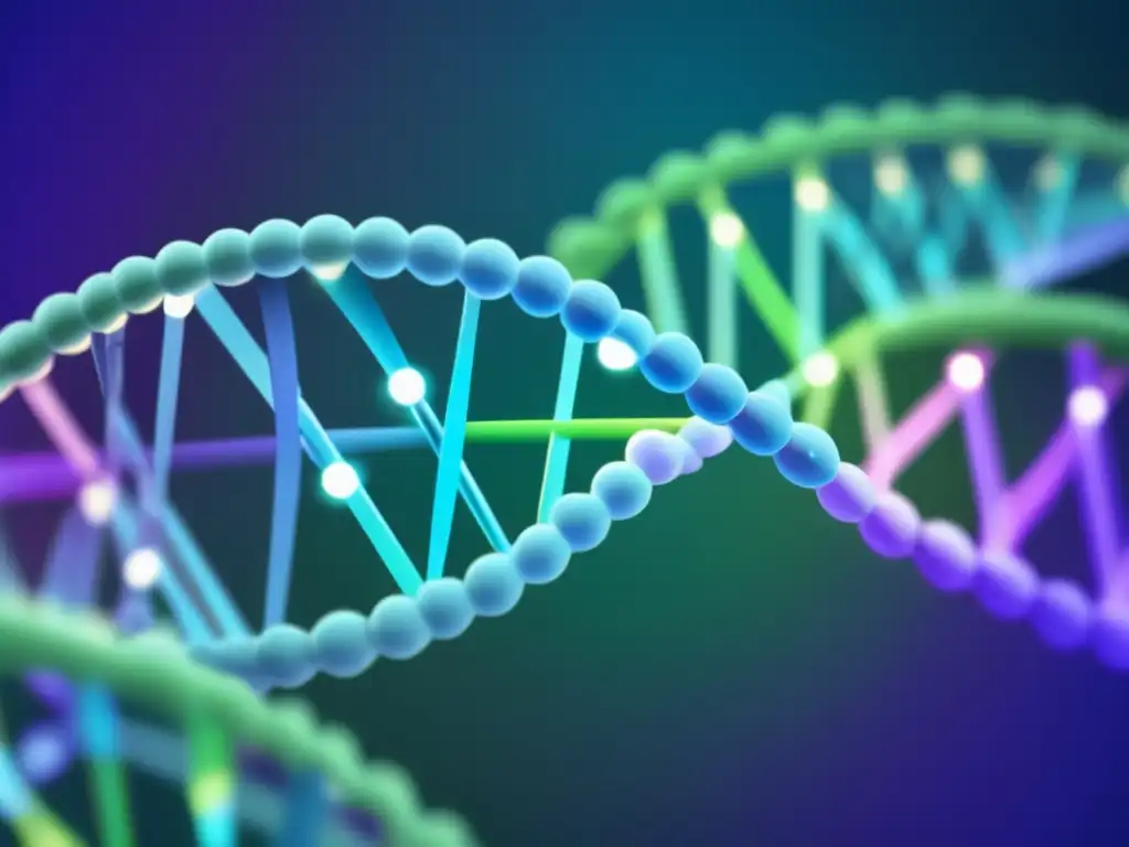 Importancia CRISPR en enfermedades genéticas: imagen abstracta de ADN y sistema CRISPRCas9 con colores vibrantes y formas geométricas