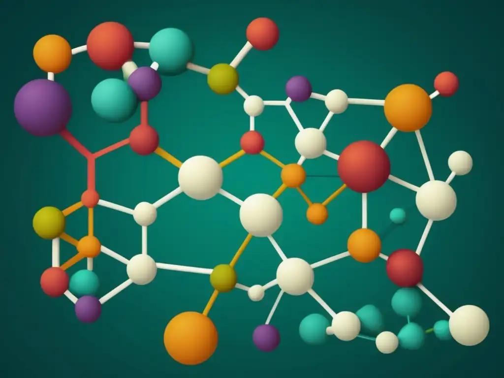 Estudio de estructuras moleculares orgánicas, representación abstracta y colorida, simbolizando complejidad e interconexión
