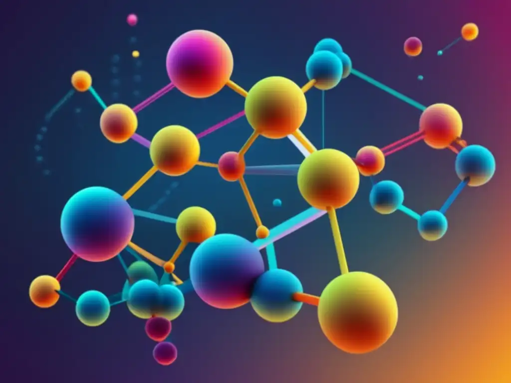 Estructura molecular en química inorgánica: Composición abstracta y vibrante con líneas y formas interconectadas