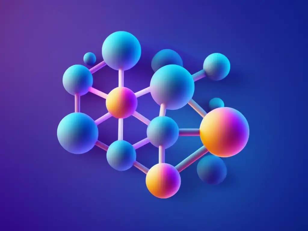 Diseño de fármacos: proceso creativo - Estructura molecular abstracta y minimalista con colores vibrantes