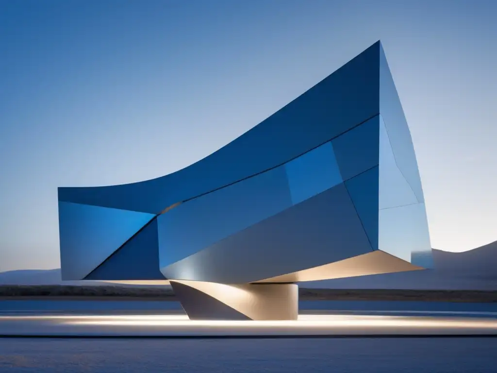 Estructura minimalista de energía sostenible con materiales avanzados