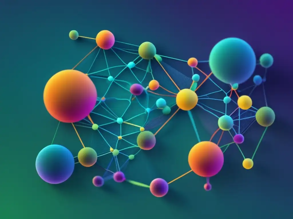 Representación abstracta y vibrante de estructuras moleculares en una célula, simbolizando interacciones complejas en sistemas biológicos