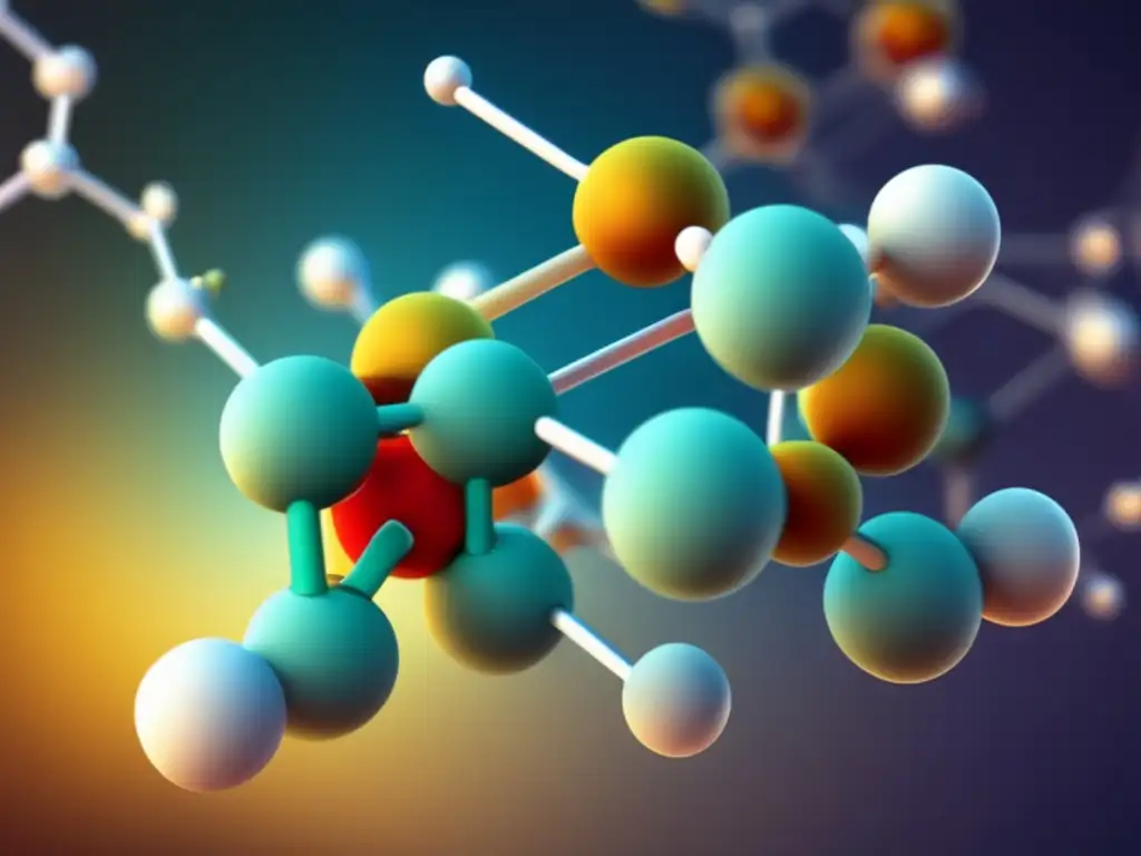 Estructuras moleculares orgánicas: Imagen 8K de una red vibrante y compleja de moléculas orgánicas en un fondo oscuro