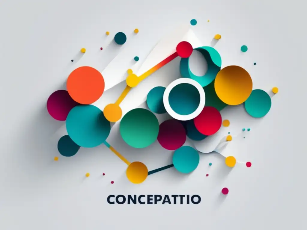 Concepto de ética en la ciencia actual: imagen abstracta que representa la relación entre ética y ciencia con formas geométricas y colores vibrantes