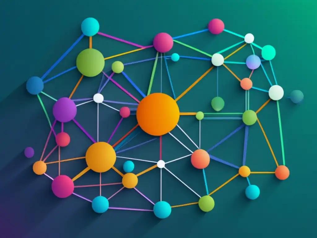 Importancia ética en enseñanza de ciencias: Red vibrante y abstracta que representa dilemas éticos en la educación científica