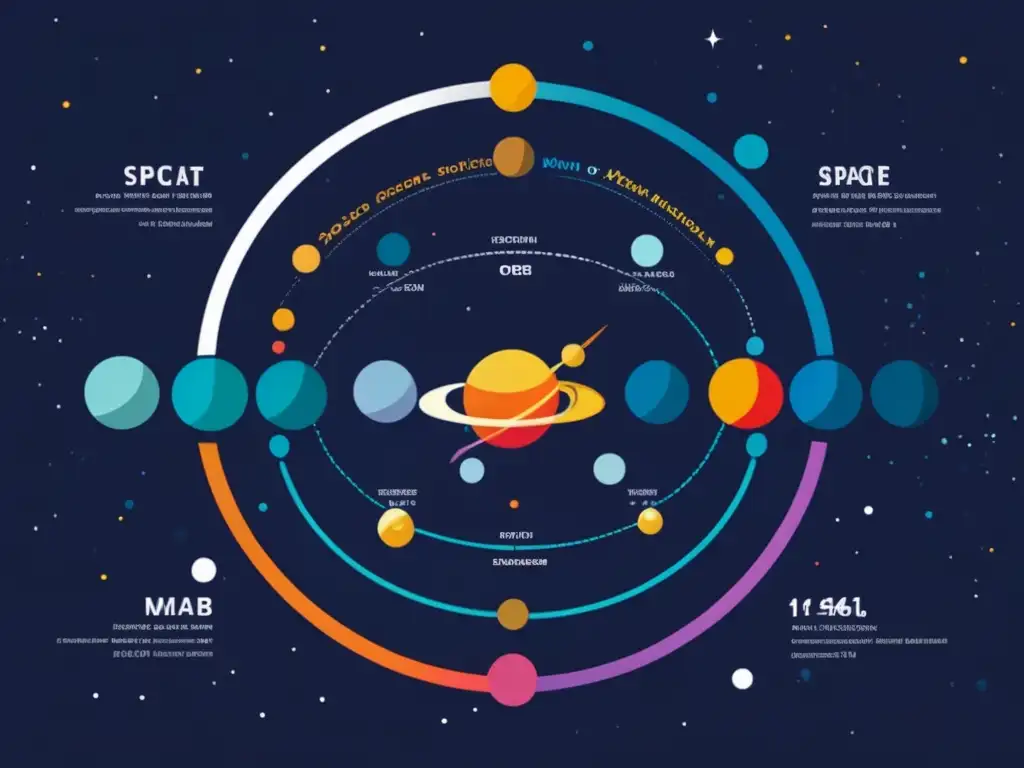 Evolución exploración planetaria: historia y avance en una imagen minimalista y abstracta